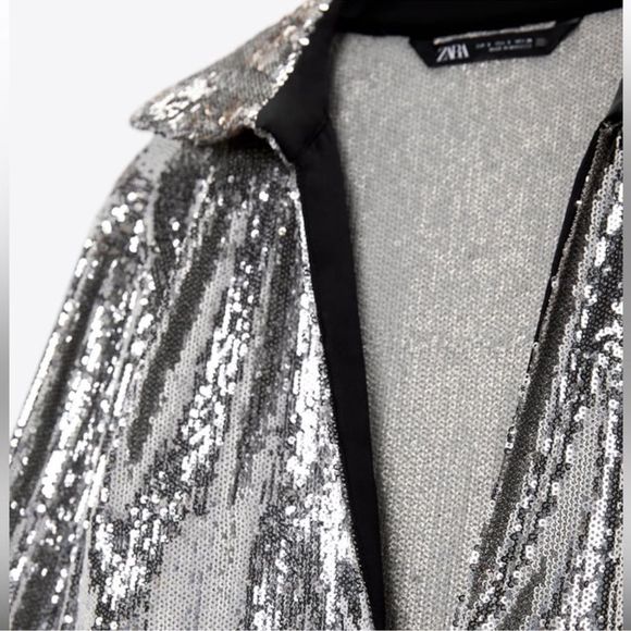 ZARA SEQUIN SHIRT TOP - Picture 15 of 15